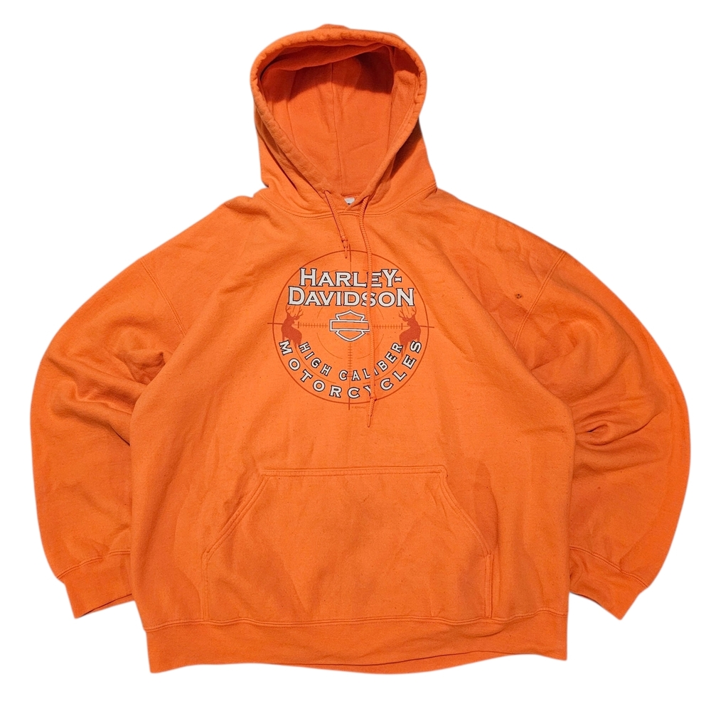 Harley-Davidson Orange Pullover Hoodie with Logo